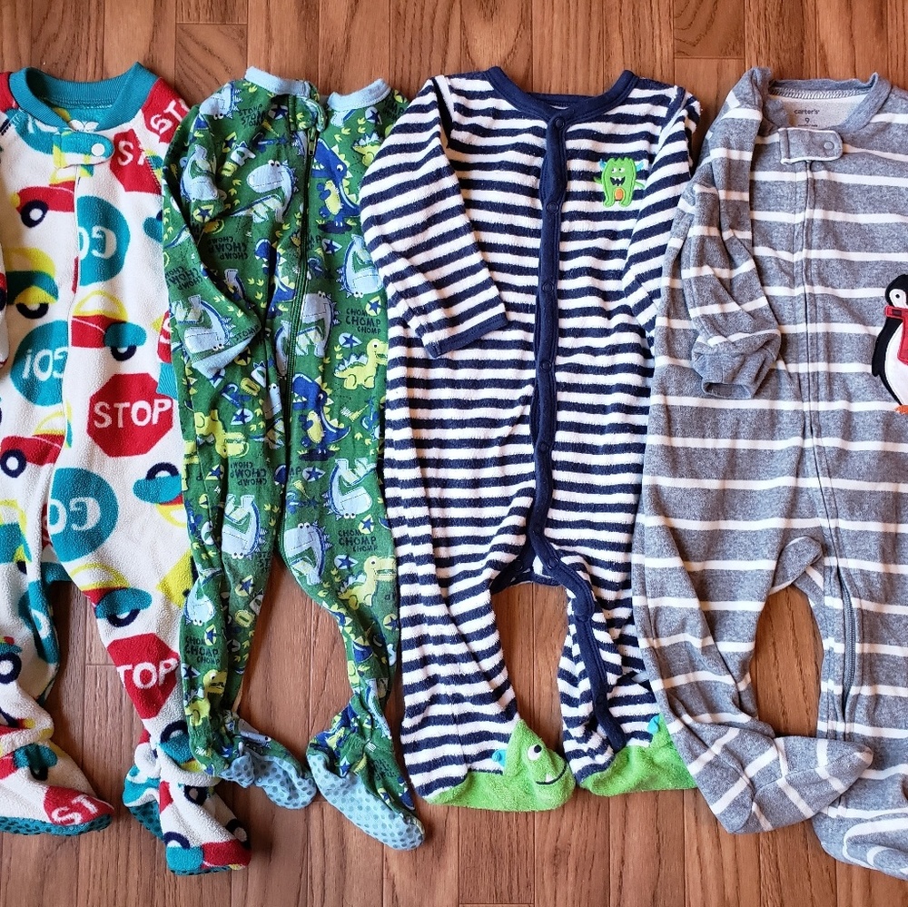 Boys footed pajamas lot size 9 months